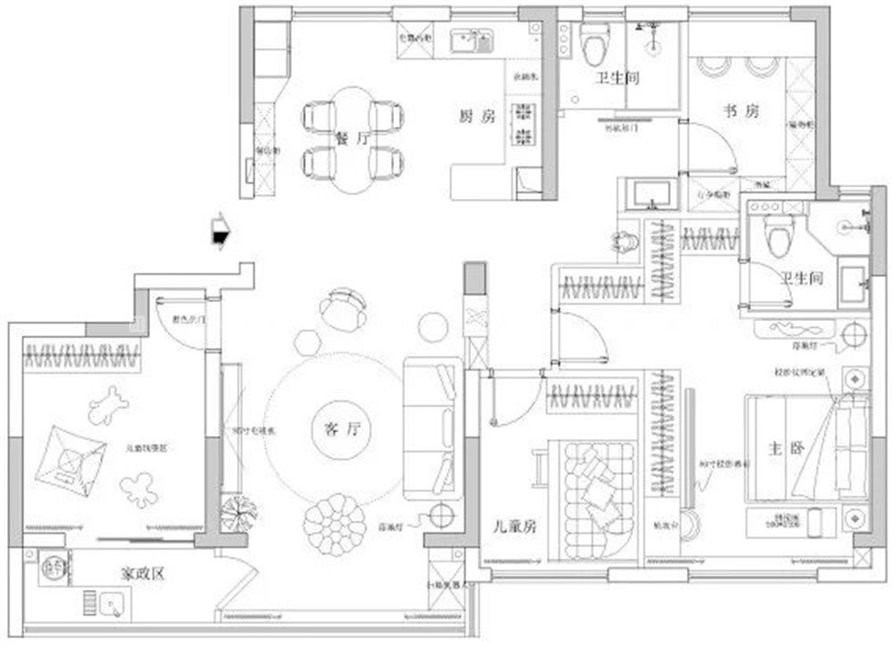 139㎡法式风格户型图装修案例